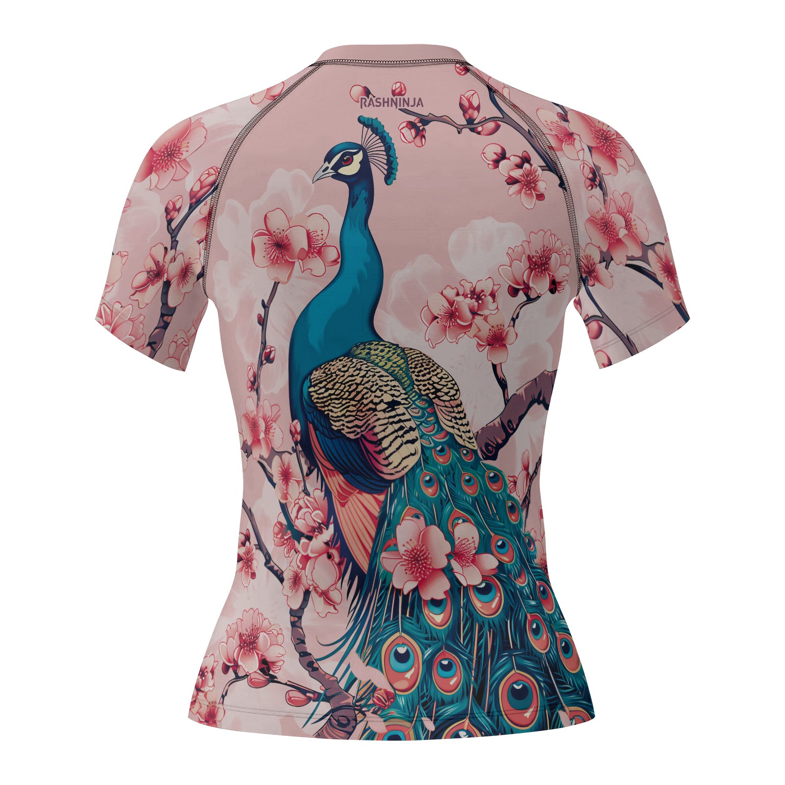 Rashninja Peacock on Sakura Women's Short Sleeve Rash Guard