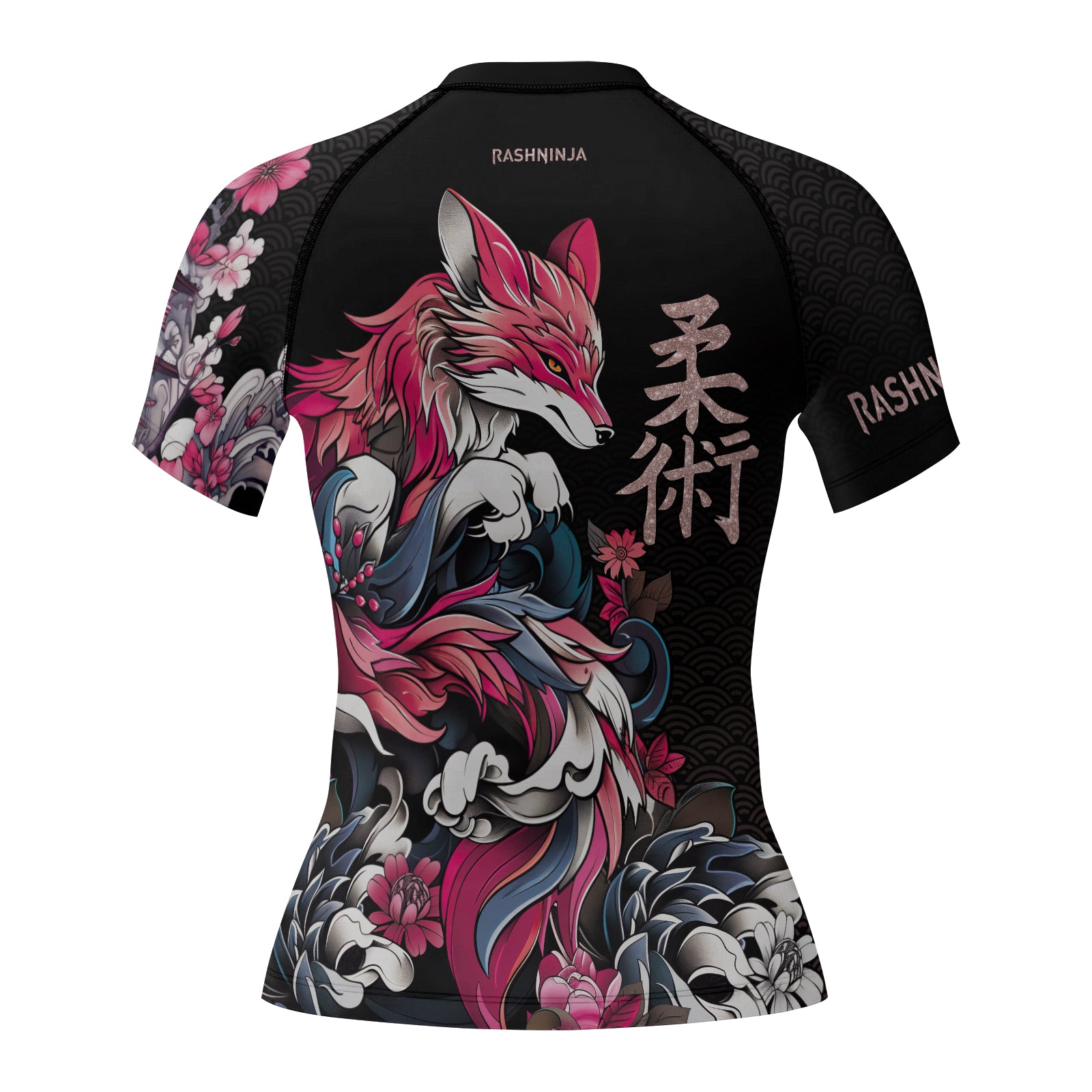 Rashninja Japanese Pink Kitsune Women's Short Sleeve Rash Guard