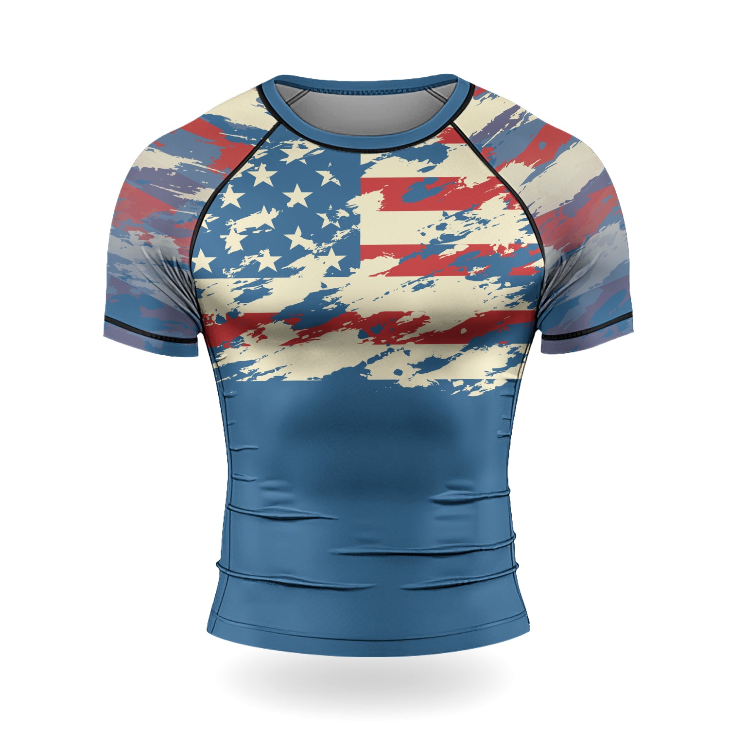 Rashninja American Flag Patriotic Men's Short Sleeve Rash Guard