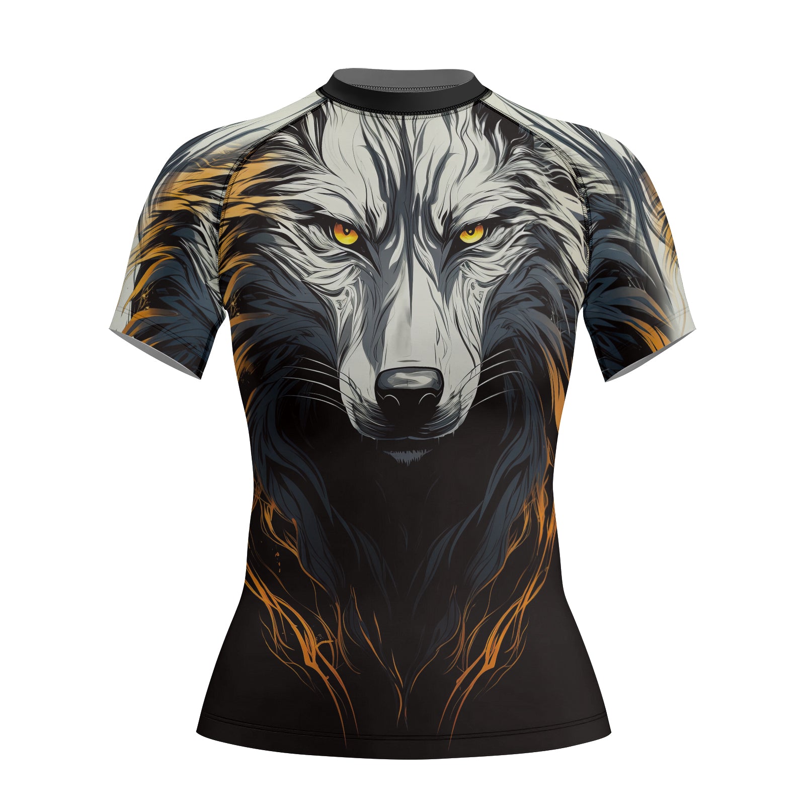 Rashninja White Alpha Wolf Women's Short Sleeve Rash Guard