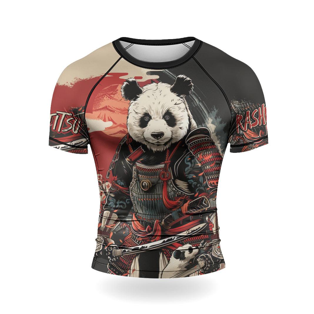 Rashninja Panda Samurai Warrior Men's Short Sleeve Rash Guard