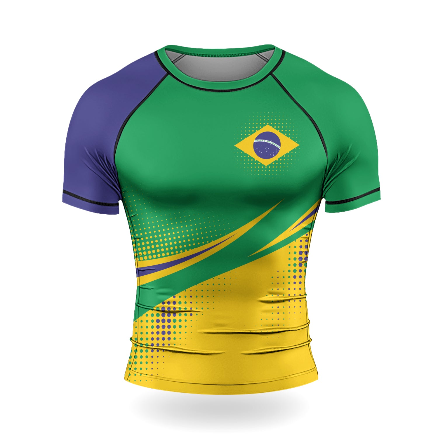 Rashninja Brazilian Green and Gold Victory Men's Short Sleeve Rash Guard