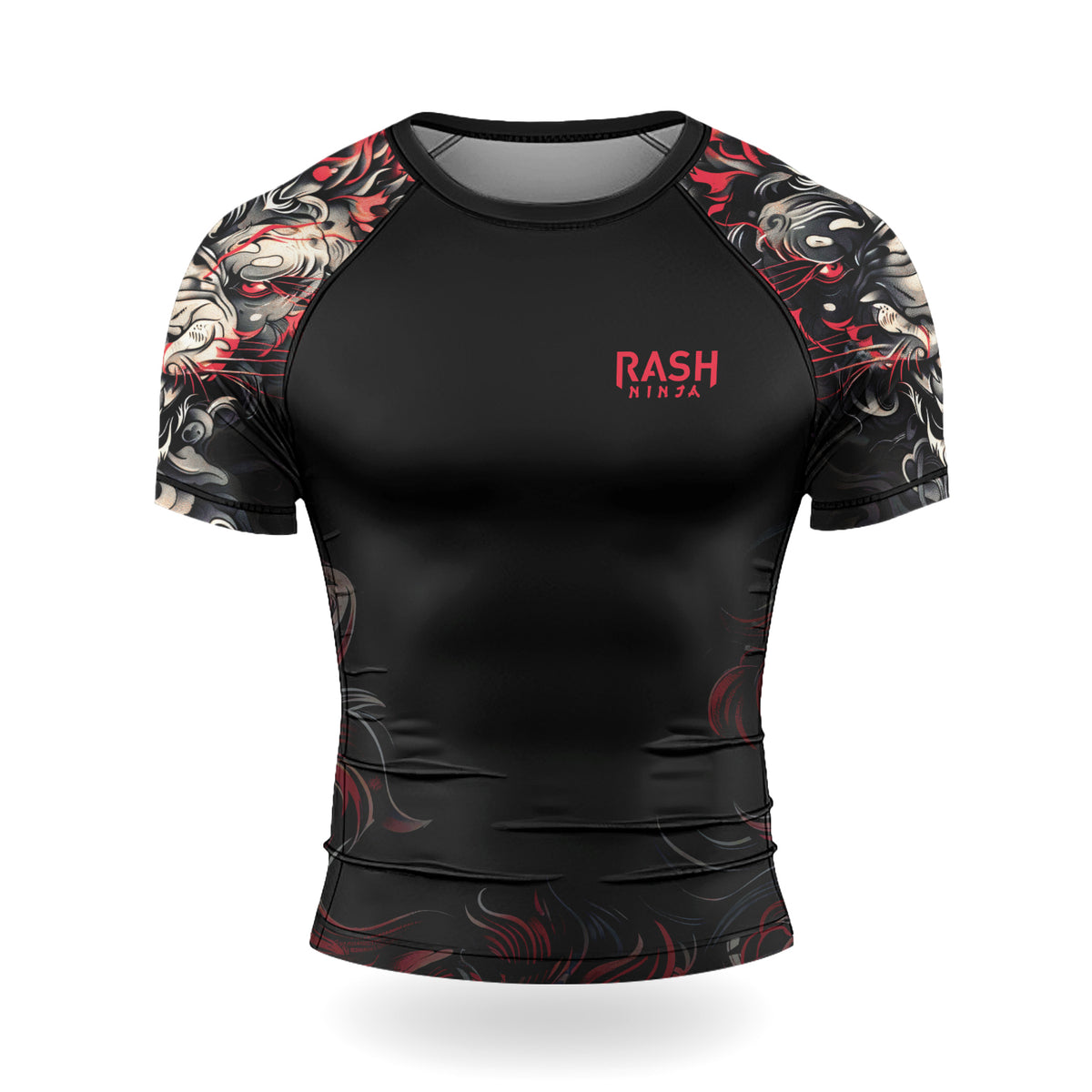 Bison Rash Guard Rashninja Luminous Lion Men's Short Sleeve Rash Guard | Lion Fightwear