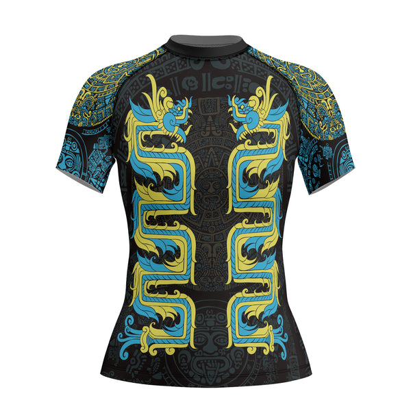 Rashninja Aztec Quetzalcoatl's Serpent Women's Short Sleeve Rash Guard