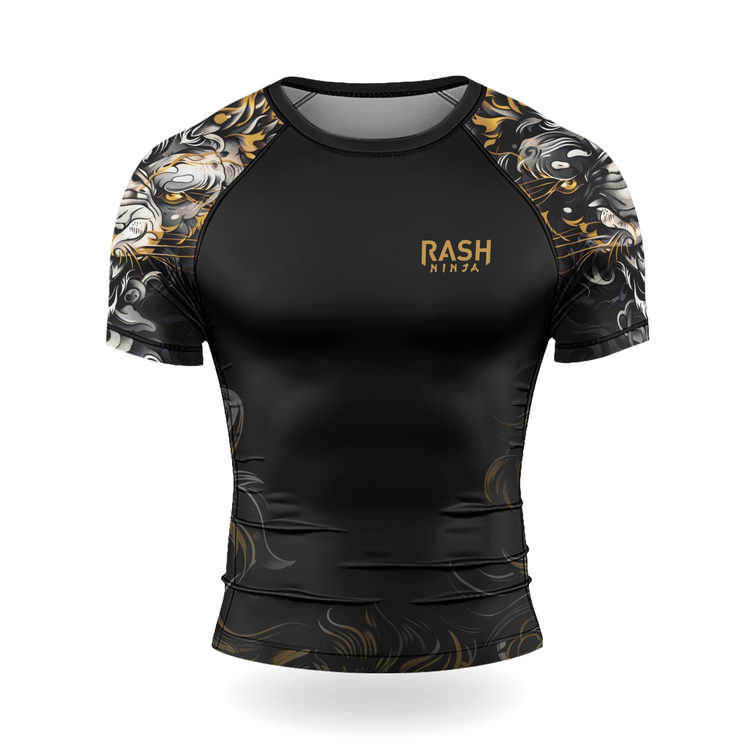 Rashninja Luminous Lion Men's Short Sleeve Rash Guard | Lion Fightwear