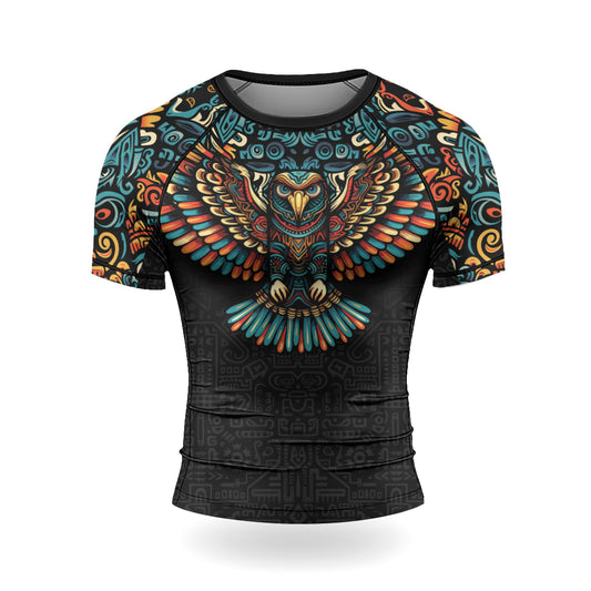 Rashninja Aztec Tribal Eagle Men's Short Sleeve Rash Guard