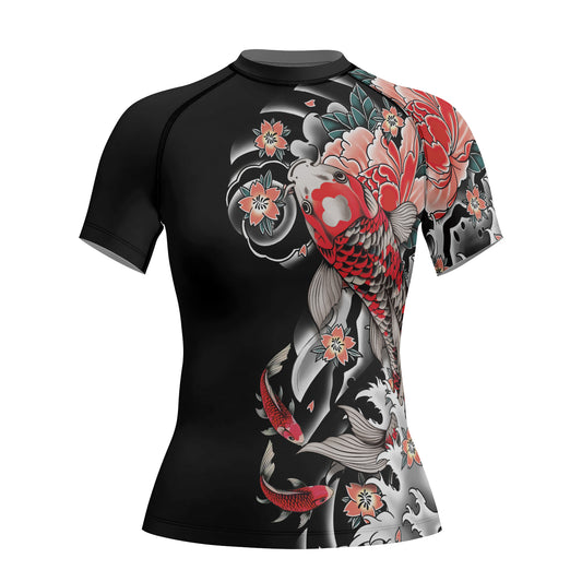 Rashninja Koi Peony Flow Women's Short Sleeve Rash Guard