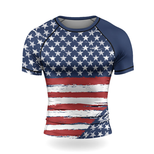 Rashninja Flag of the United States Men's Short Sleeve Rash Guard