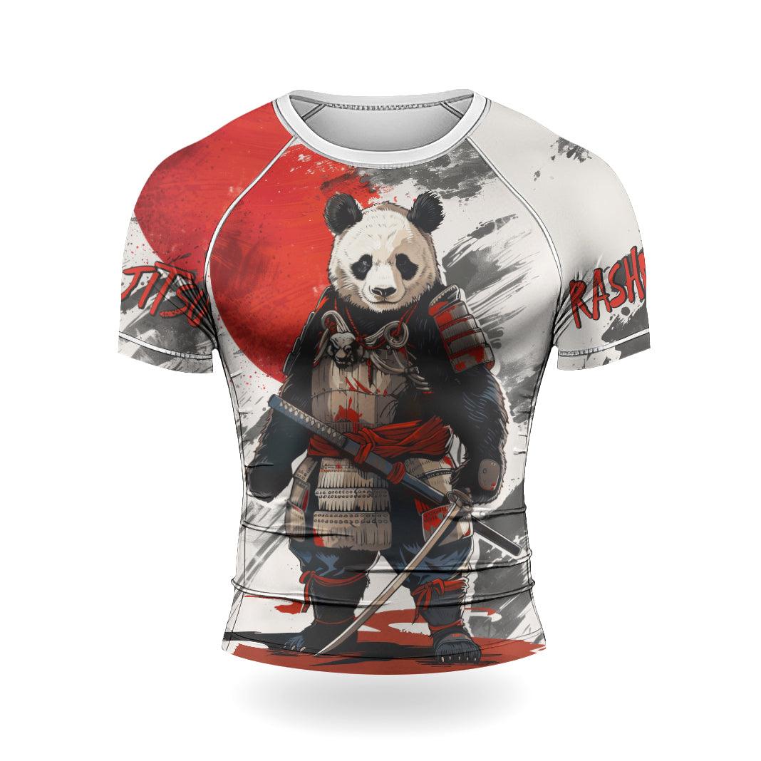 Rashninja Panda Samurai Armor Men's Short Sleeve Rash Guard