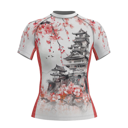 Rashninja Sakura and Castle Women's Short Sleeve Rash Guard