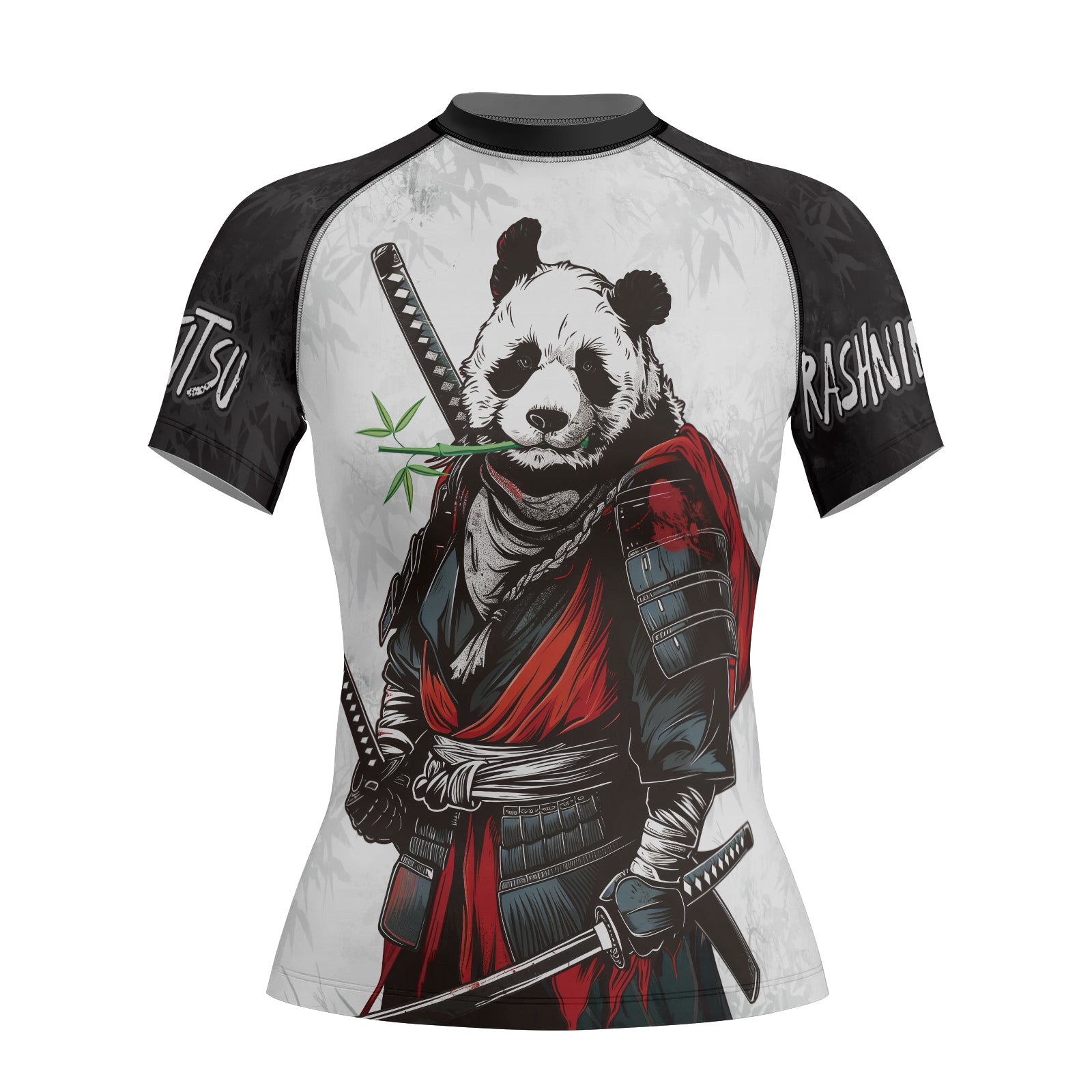 Rashninja Mystic Warrior Panda Samurai Women's Short Sleeve Rash Guard