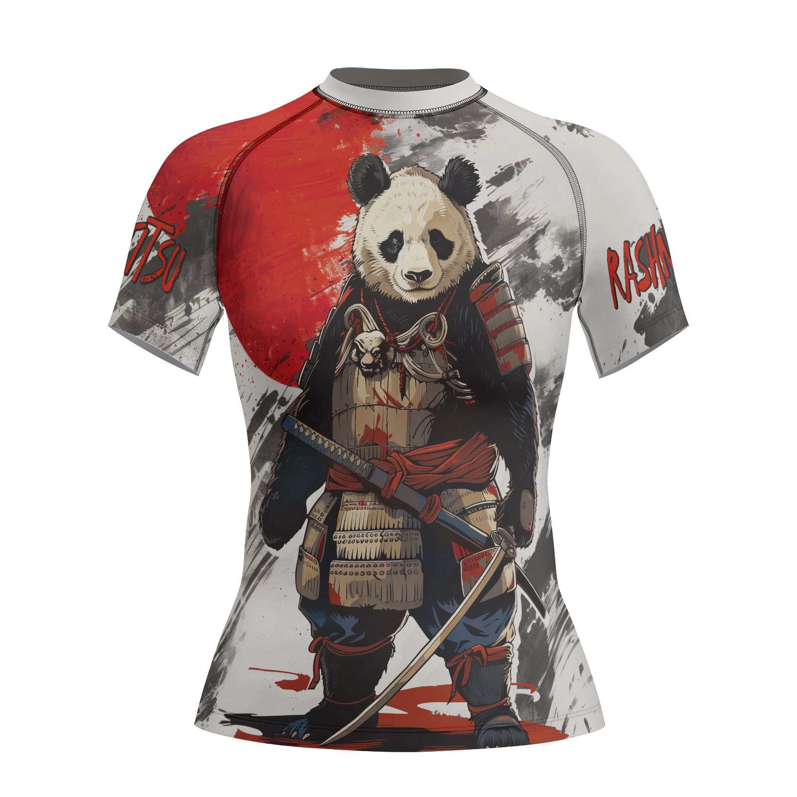 Rashninja Panda Samurai Armor Women's Short Sleeve Rash Guard