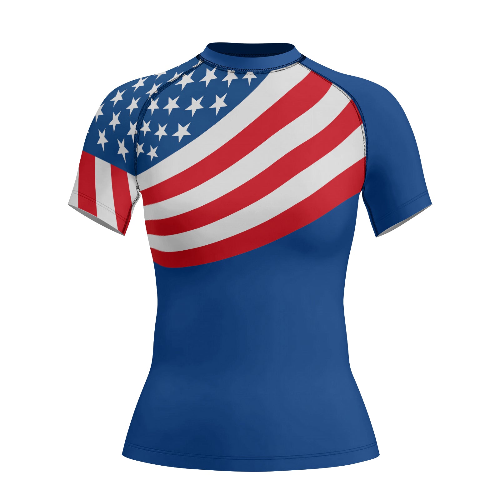 Rashninja USA Flag Patriotic Women's Short Sleeve Rash Guard