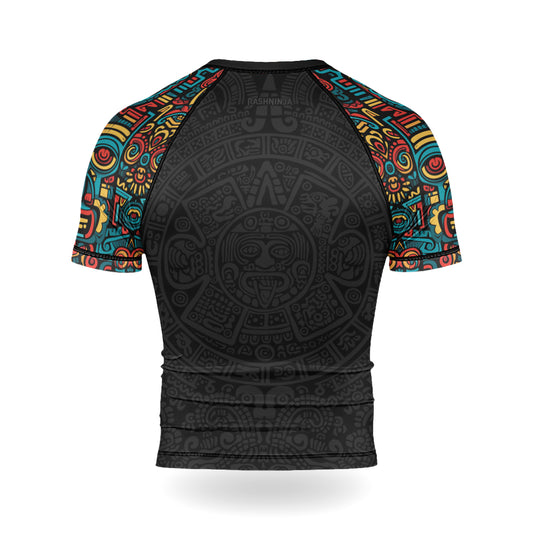 Rashninja Aztec Tribal Pattern Men's Short Sleeve Rash Guard