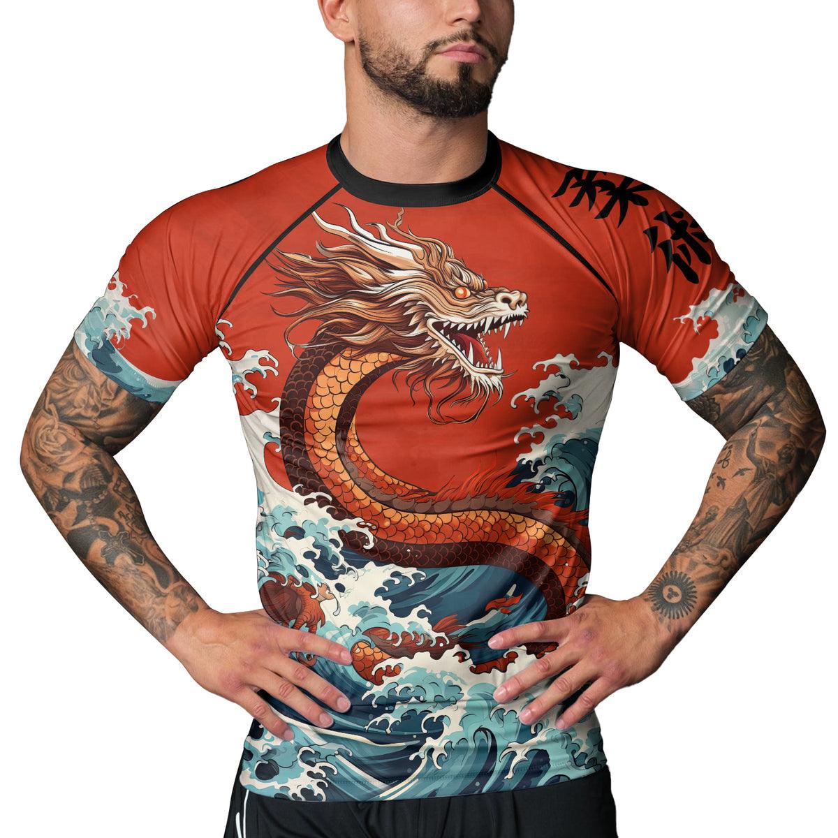 Rashninja Mythical Majesty Dragon Men's Short Sleeve Rash Guard - Rashninja LLC