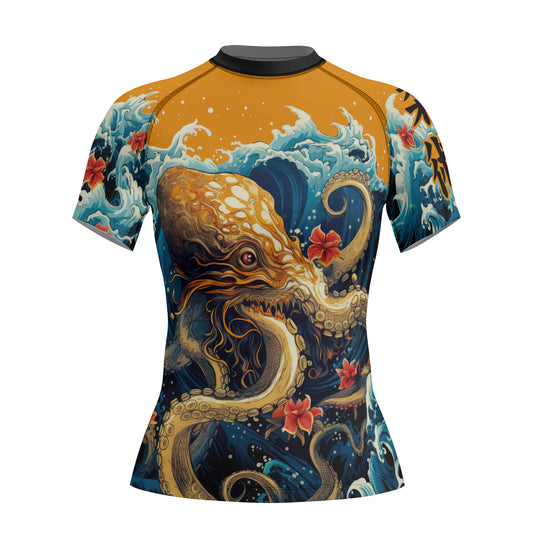 Rashninja Octopus Waves Women's Short Sleeve Rash Guard