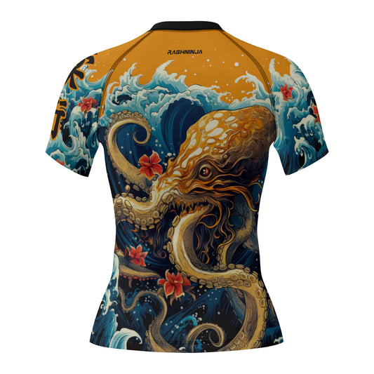 Rashninja Octopus Waves Women's Short Sleeve Rash Guard