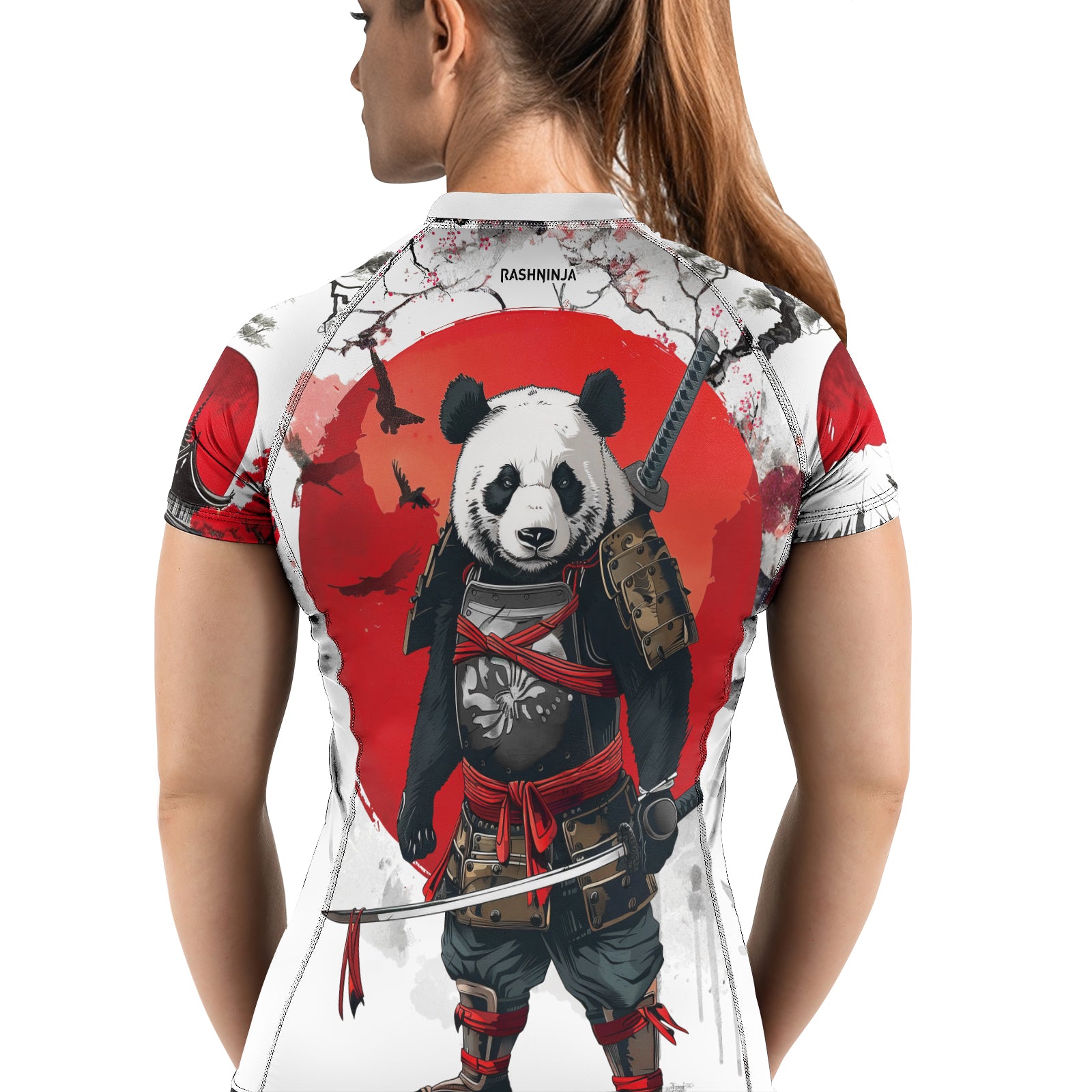 Rashninja Samurai Panda Warrior Women's Short Sleeve Rash Guard