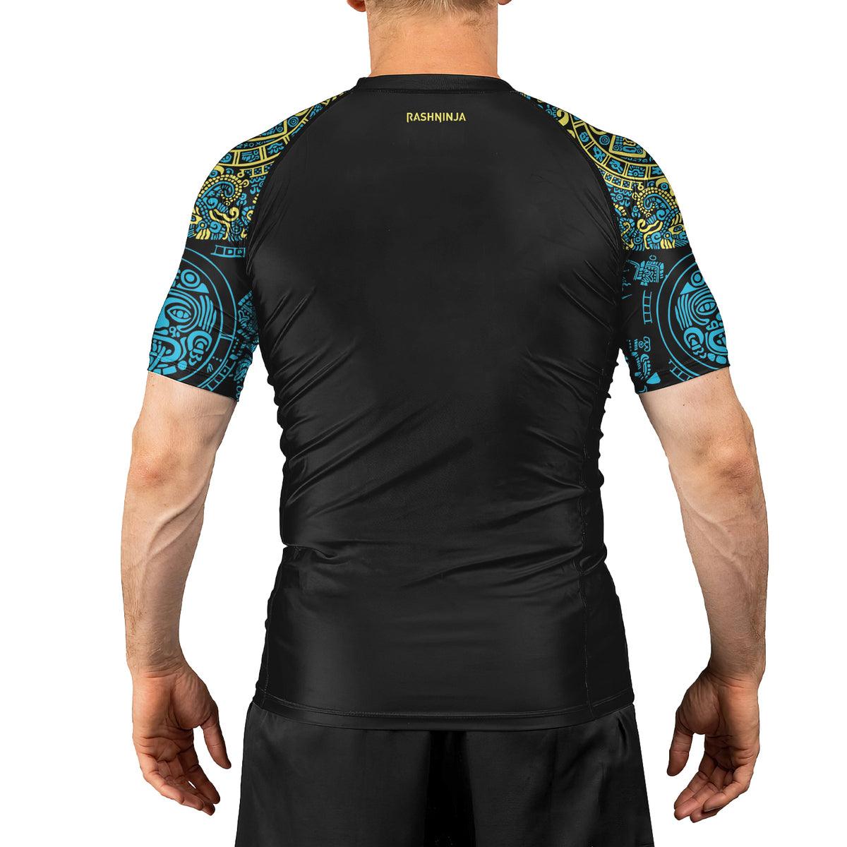 Aztech Snake Guard Rashninja Aztec Quetzalcoatl's Serpent Men's Short Sleeve Rash Guard