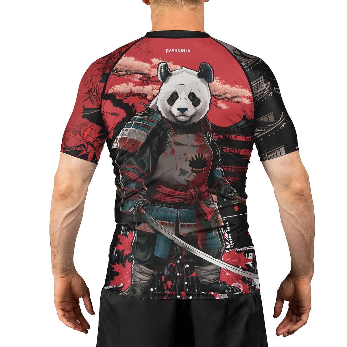 Rashninja Panda Samurai Legend Men's Short Sleeve Rash Guard - Rashninja LLC