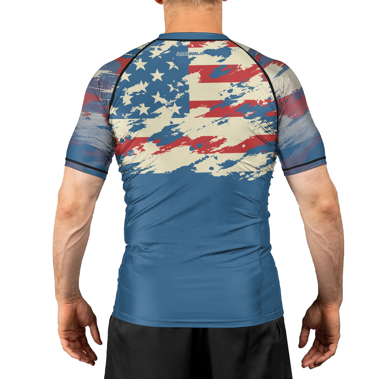 Rashninja American Flag Patriotic Men's Short Sleeve Rash Guard