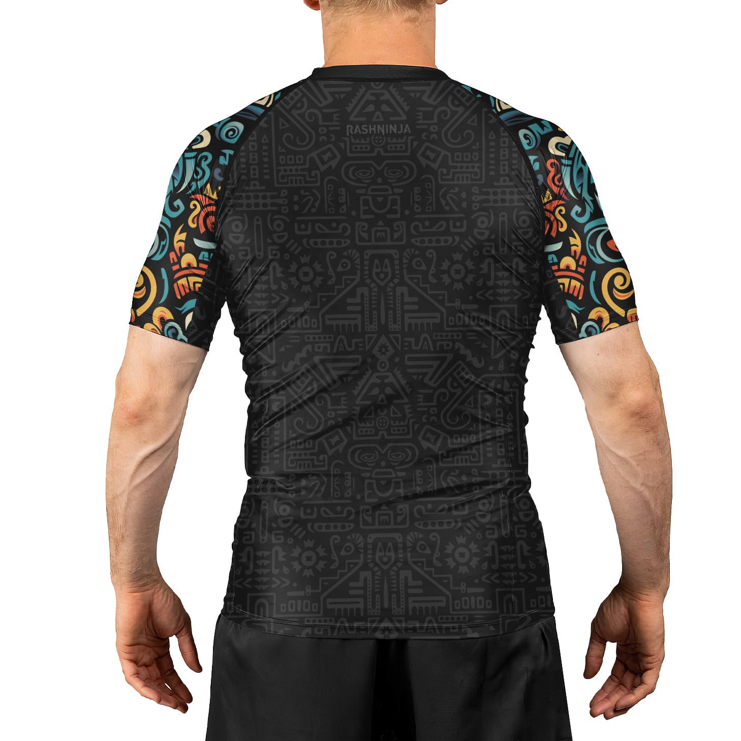 Rashninja Aztec Tribal Eagle Men's Short Sleeve Rash Guard