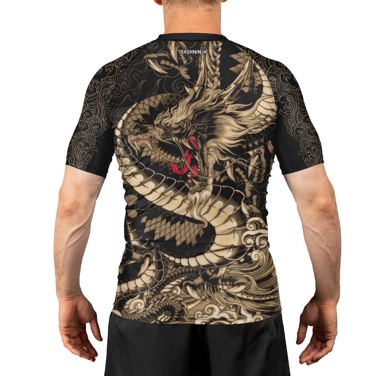 Rashninja Samurai vs Dragon Men's Short Sleeve Rash Guard - Rashninja LLC