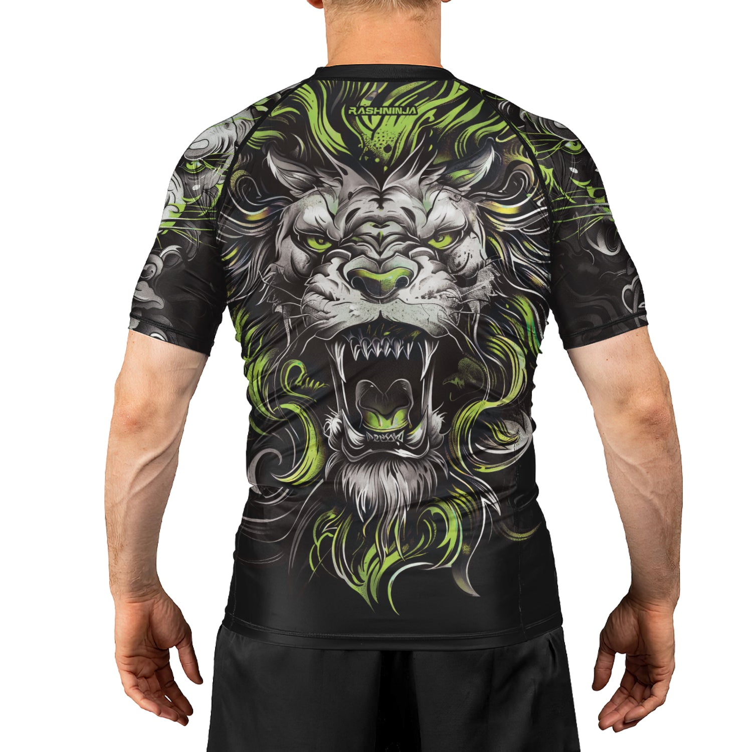 Rashninja Luminous Lion Men's Short Sleeve Rash Guard | Lion Fightwear