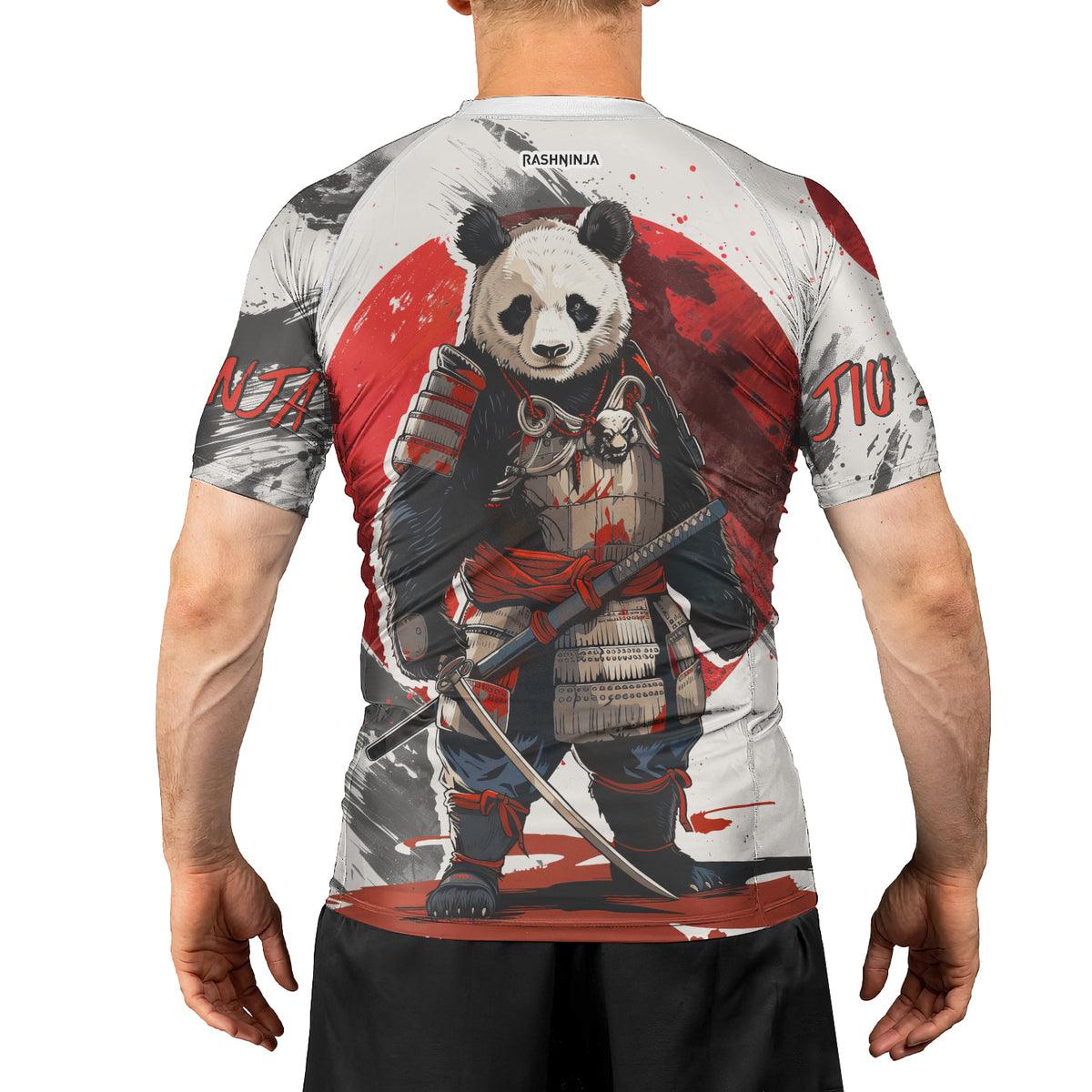 Rashninja Panda Samurai Armor Men's Short Sleeve Rash Guard