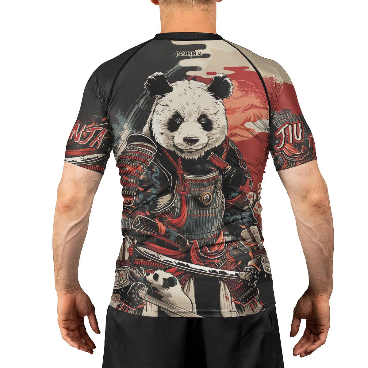 Rashninja Panda Samurai Warrior Men's Short Sleeve Rash Guard