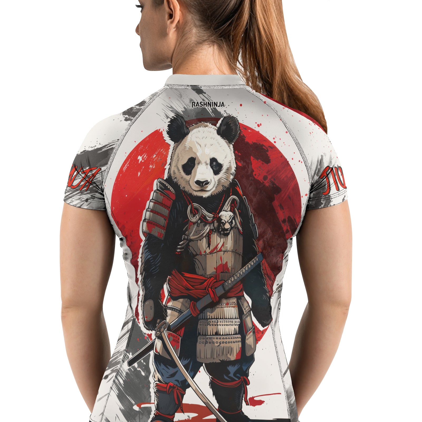 Rashninja Panda Samurai Armor Women's Short Sleeve Rash Guard