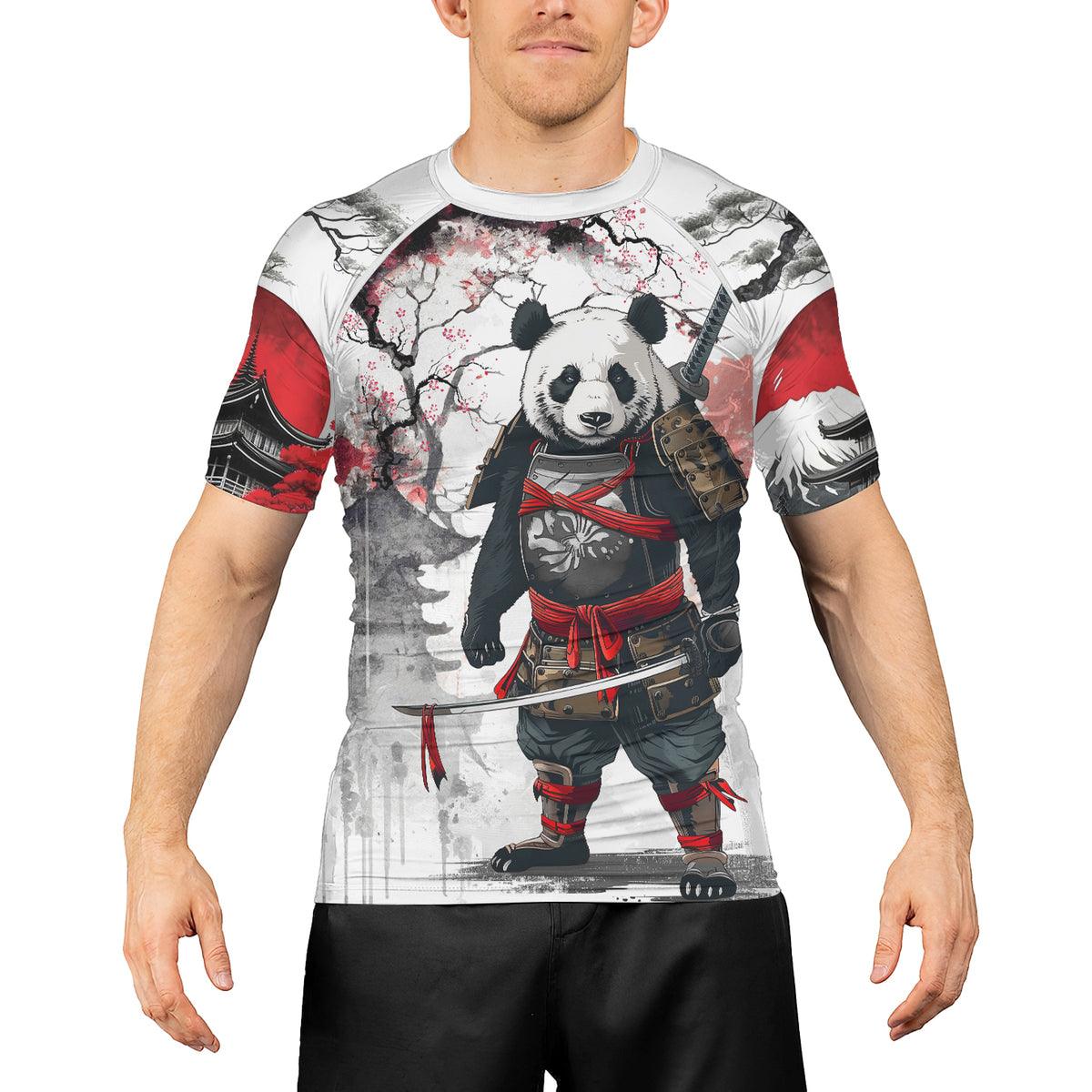 Rashninja Samurai Panda Warrior Men's Short Sleeve Rash Guard - Rashninja LLC