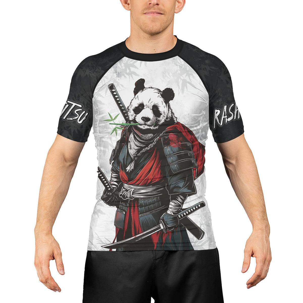 Rashninja Mystic Warrior Panda Samurai Men's Short Sleeve Rash Guard - Rashninja LLC