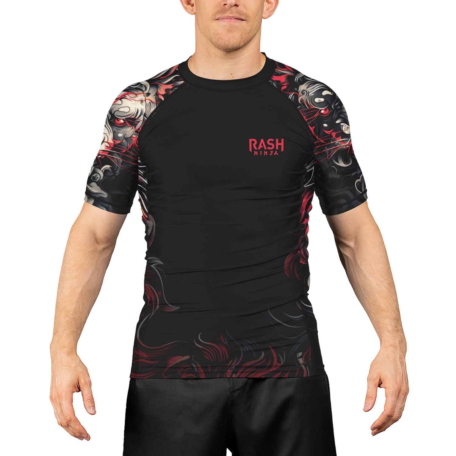 Rashninja Luminous Lion Men's Short Sleeve Rash Guard | Lion Fightwear