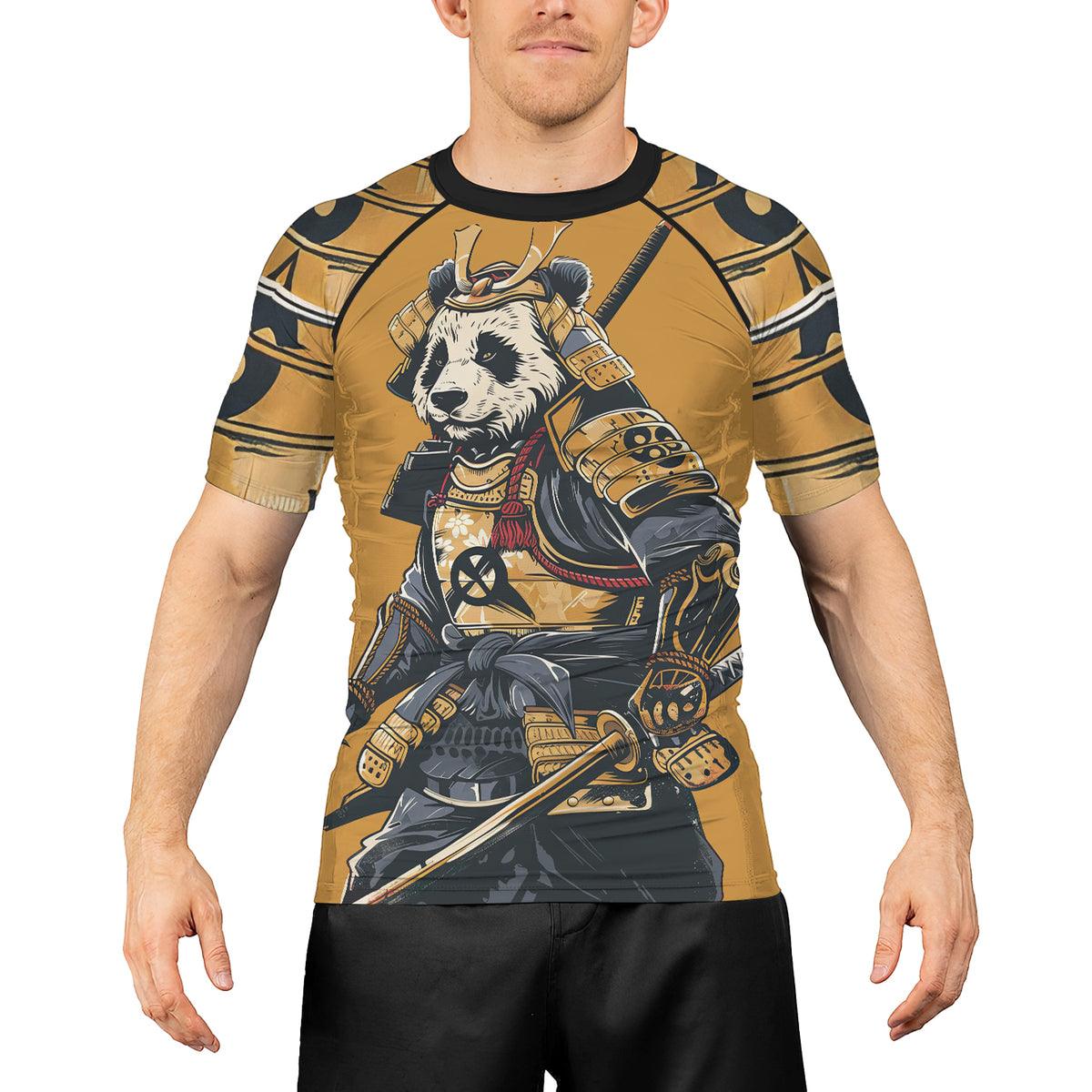 Rashninja Samurai Panda Strikes Men's Short Sleeve Rash Guard - Rashninja LLC