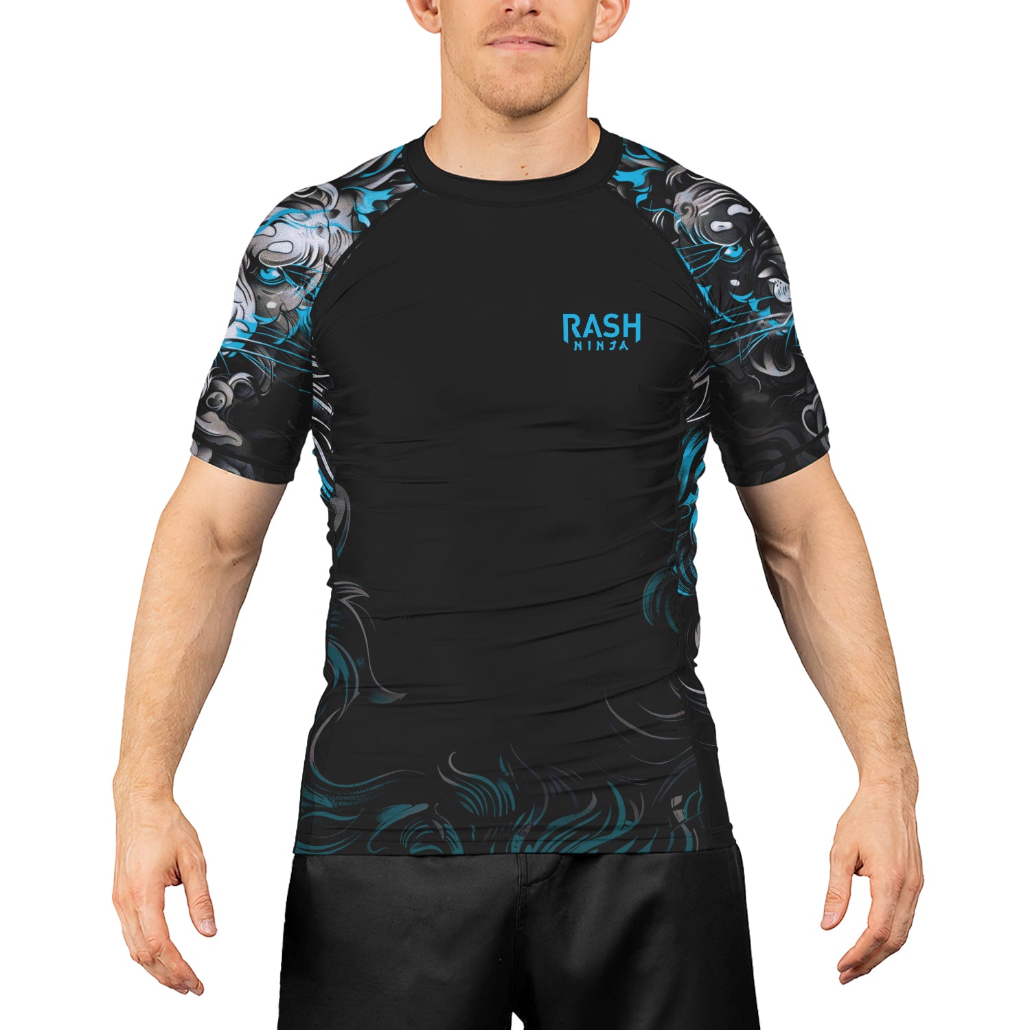 Rashninja Luminous Lion Men's Short Sleeve Rash Guard | Lion Fightwear