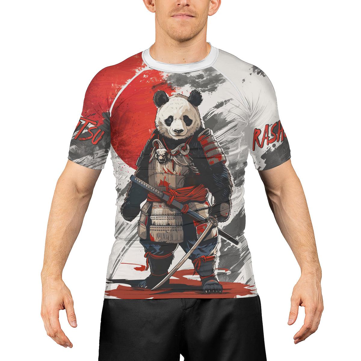 Rashninja Panda Samurai Armor Men's Short Sleeve Rash Guard - Rashninja LLC