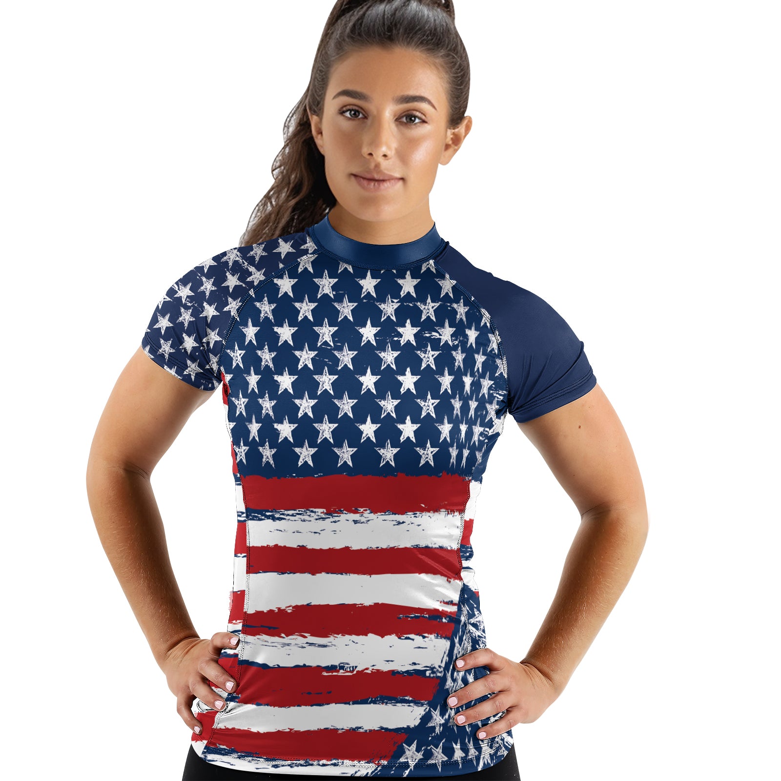 Rashninja Flag of the United States Women's Short Sleeve Rash Guard