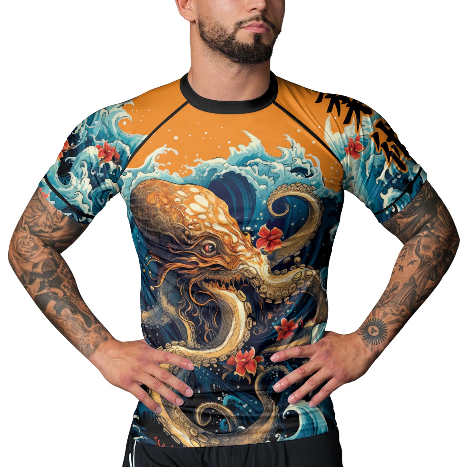 Rashninja Octopus Waves Men's Short Sleeve Rash Guard | Rash Guard