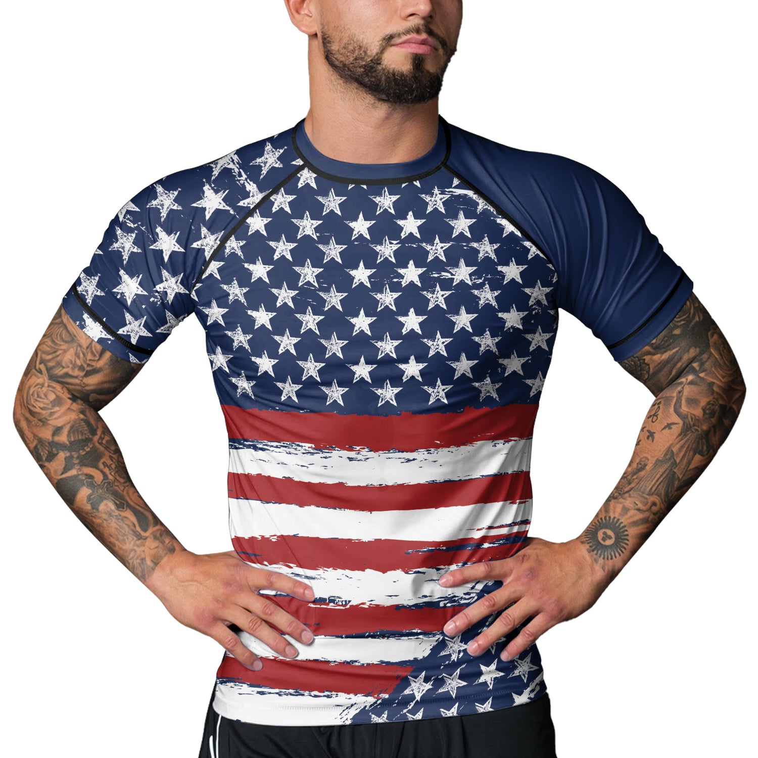 Rashninja Flag of the United States Men's Short Sleeve Rash Guard