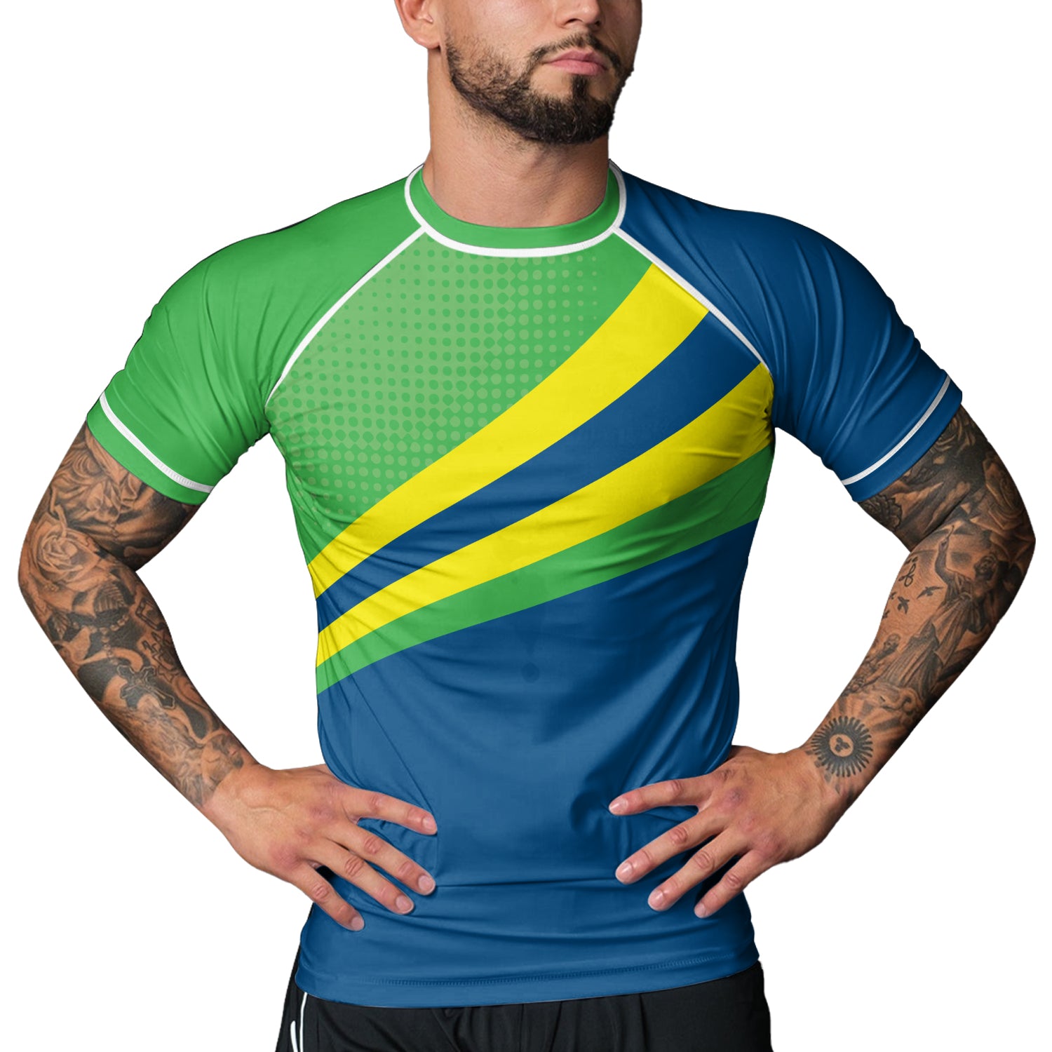 Rashninja Brazilian Pride Grappler Men's Short Sleeve Rash Guard