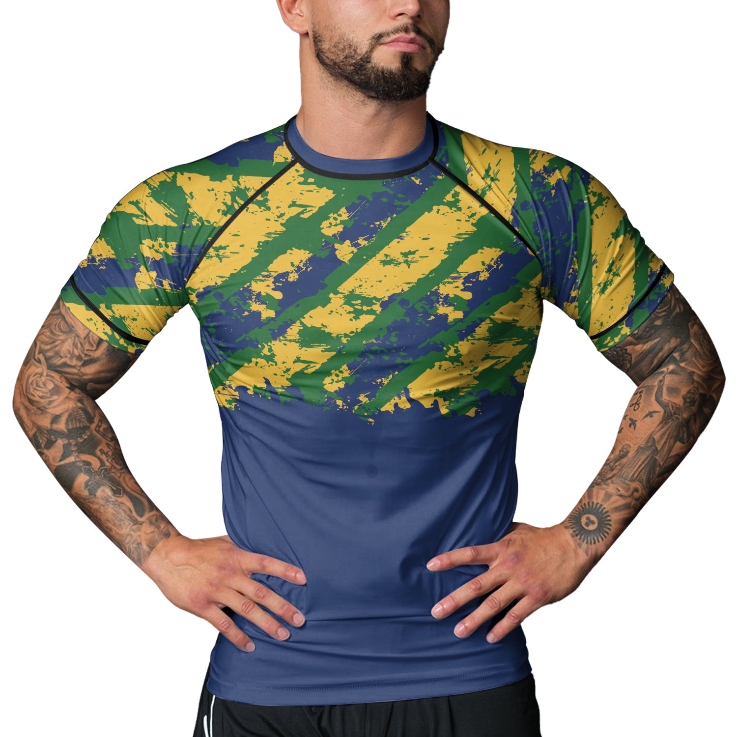 Rashninja Flag of Brazil’s Champions Men's Short Sleeve Rash Guard