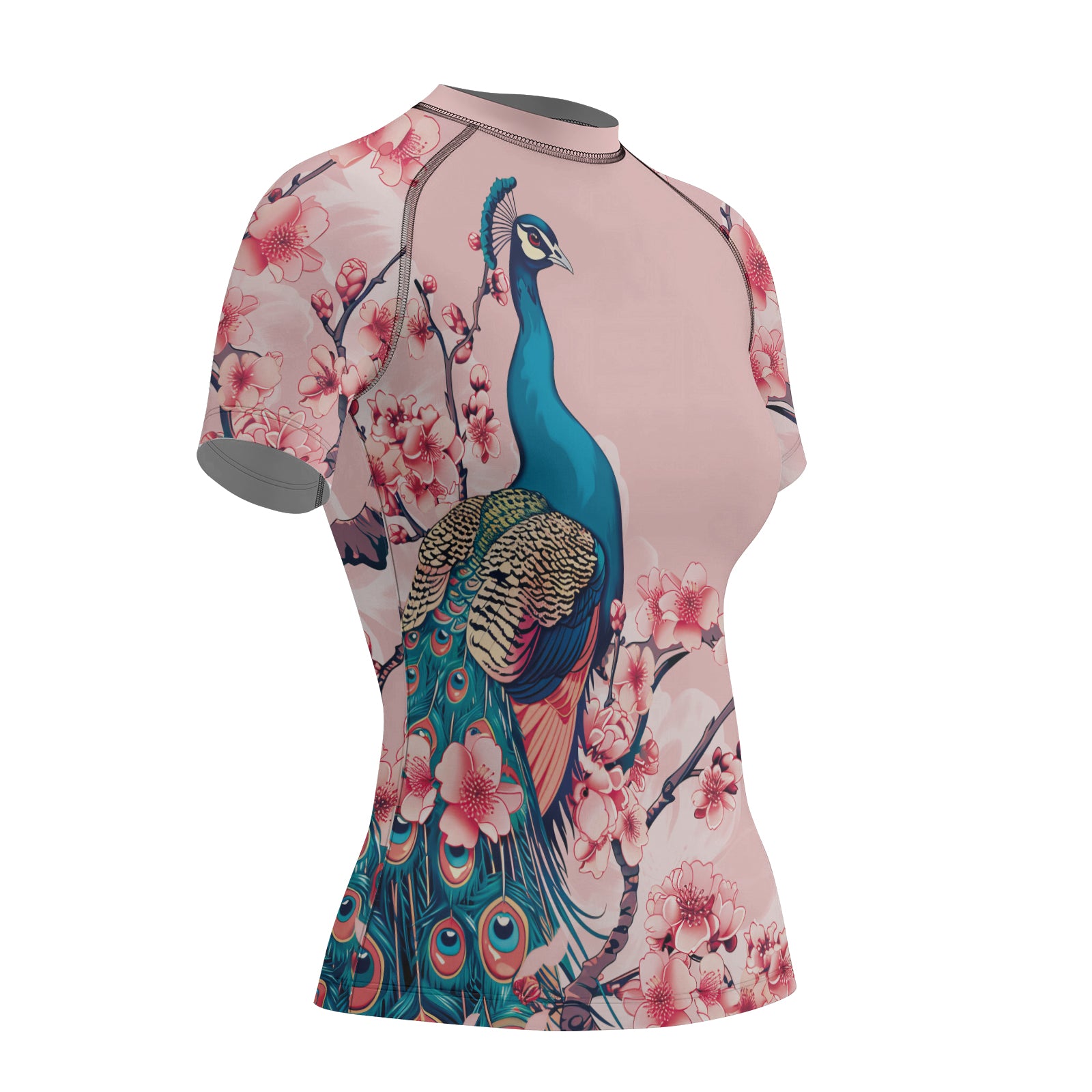 Rashninja Peacock on Sakura Women's Short Sleeve Rash Guard