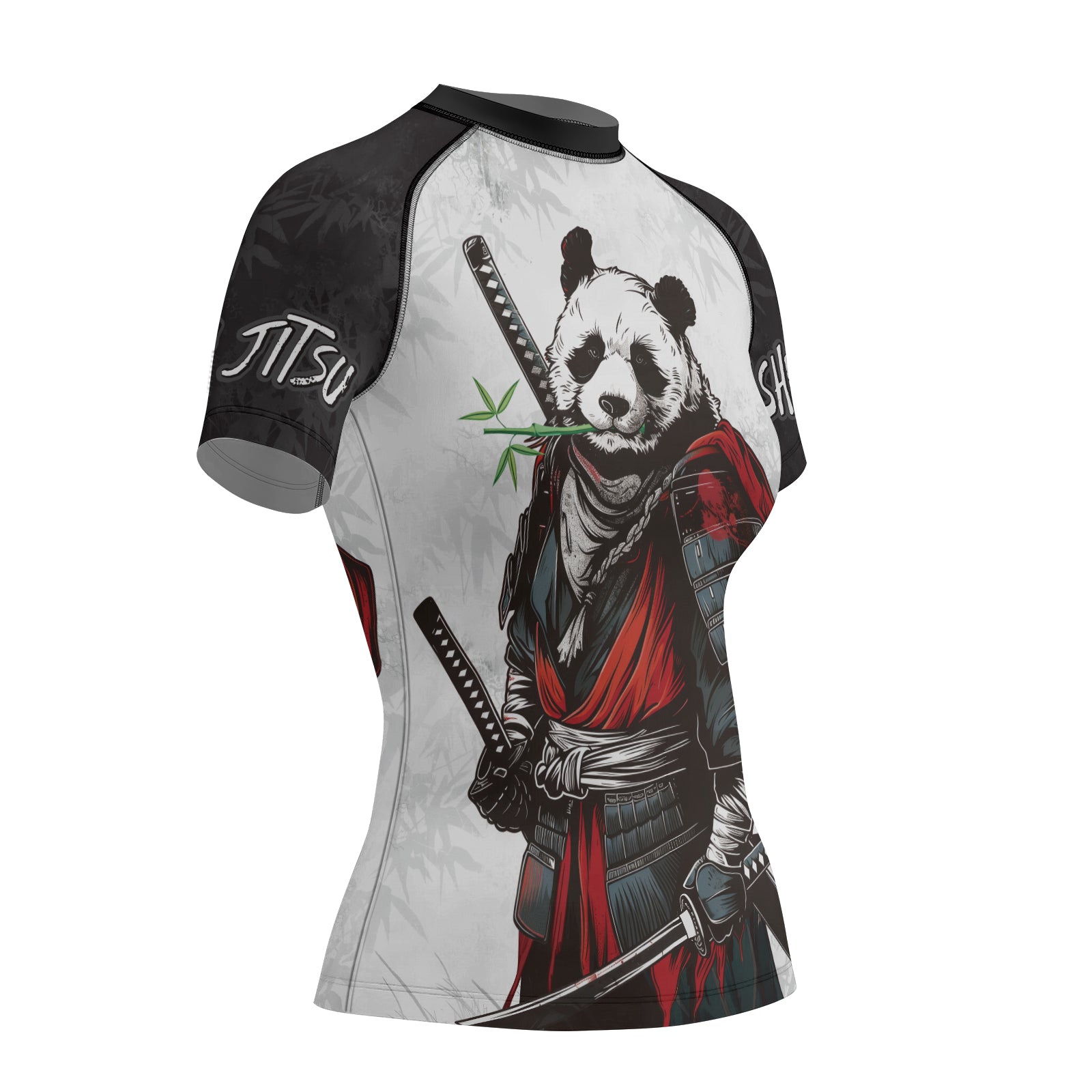 Rashninja Mystic Warrior Panda Samurai Women's Short Sleeve Rash Guard