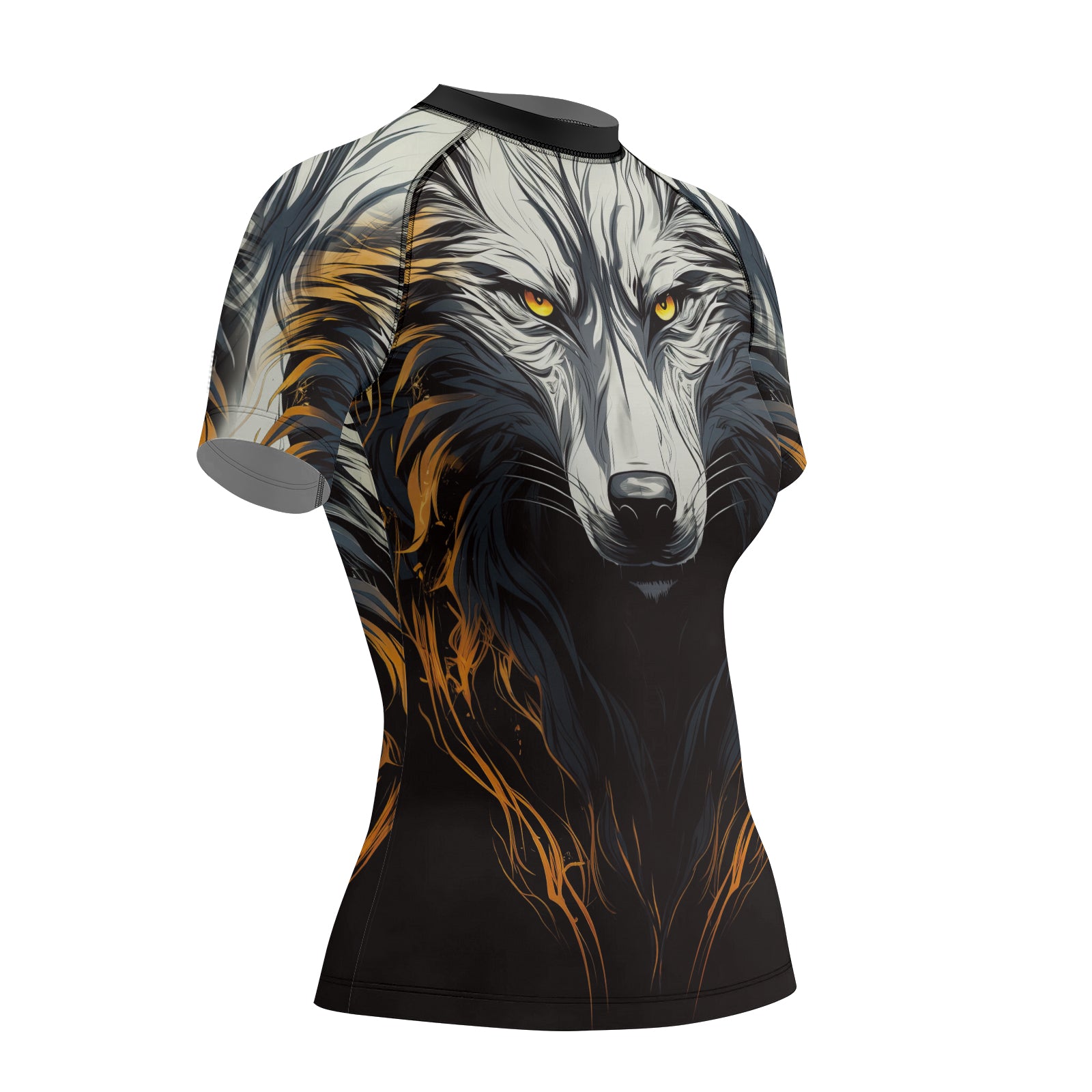 Rashninja White Alpha Wolf Women's Short Sleeve Rash Guard