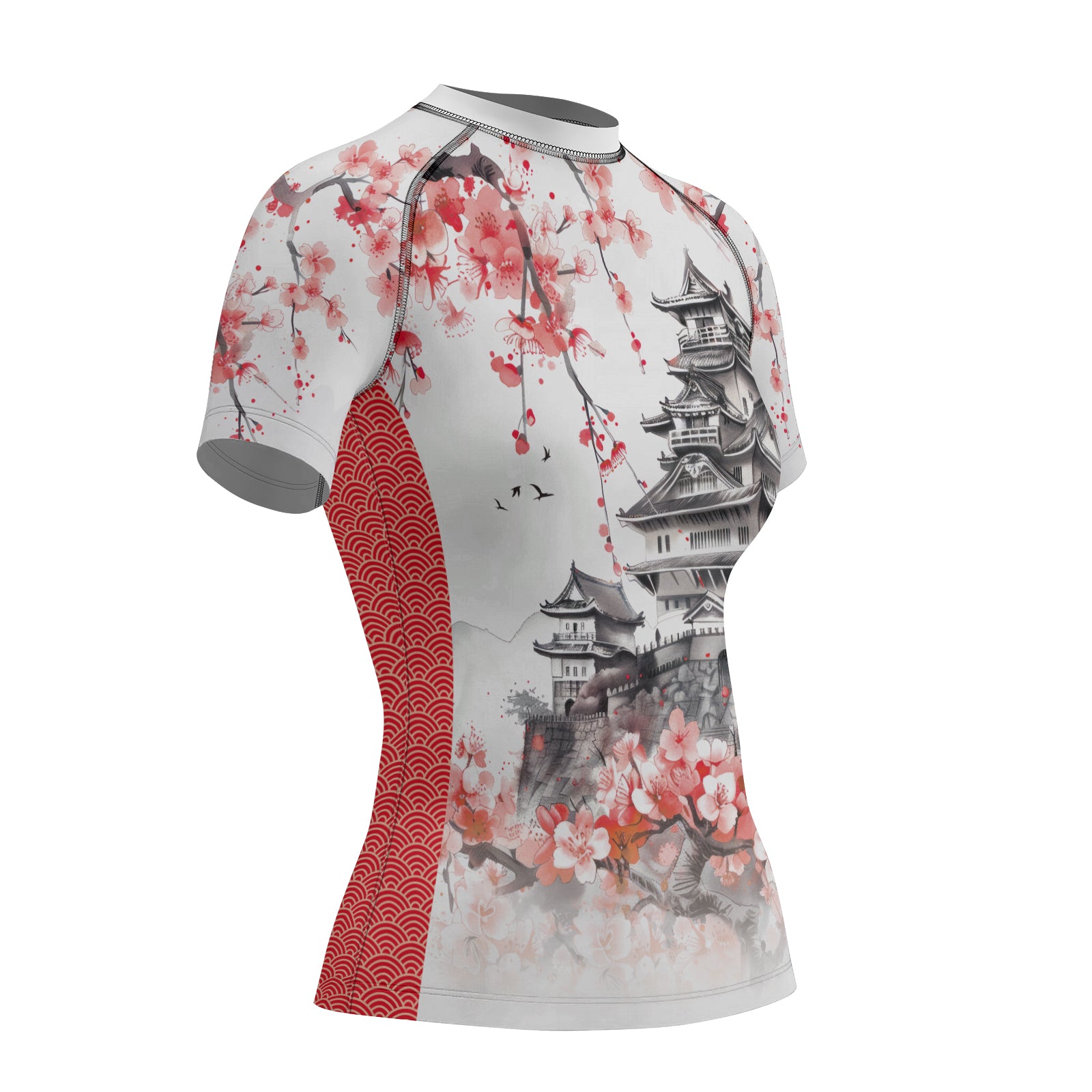 Rashninja Sakura and Castle Women's Short Sleeve Rash Guard