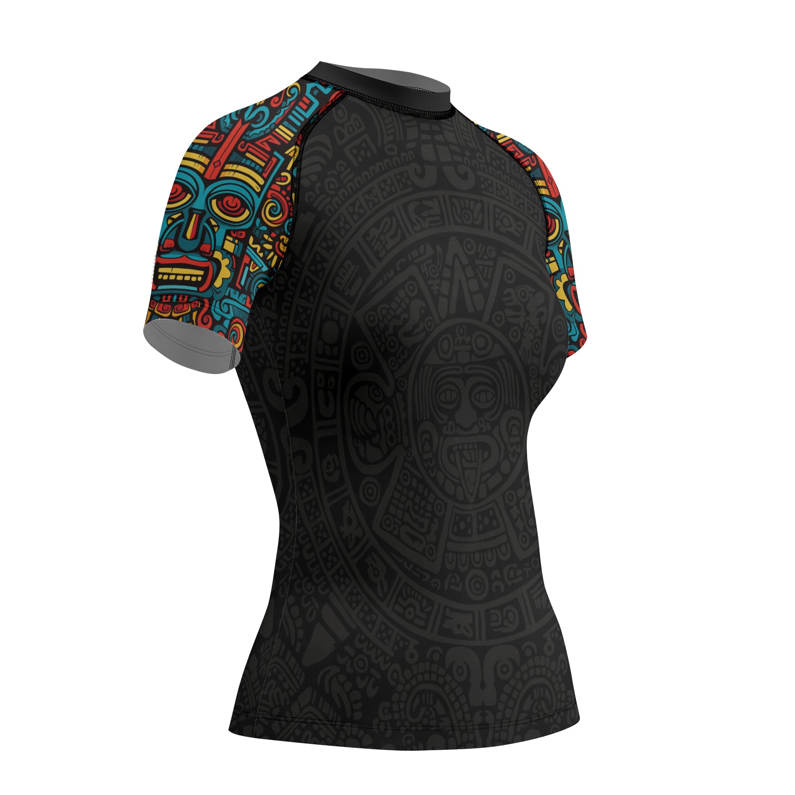 Rashninja Aztec Tribal Pattern Women's Short Sleeve Rash Guard