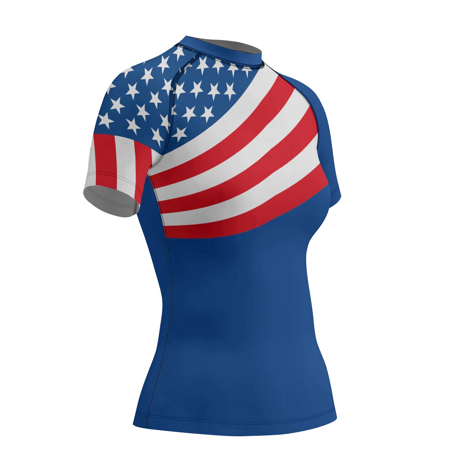 Rashninja USA Flag Patriotic Women's Short Sleeve Rash Guard