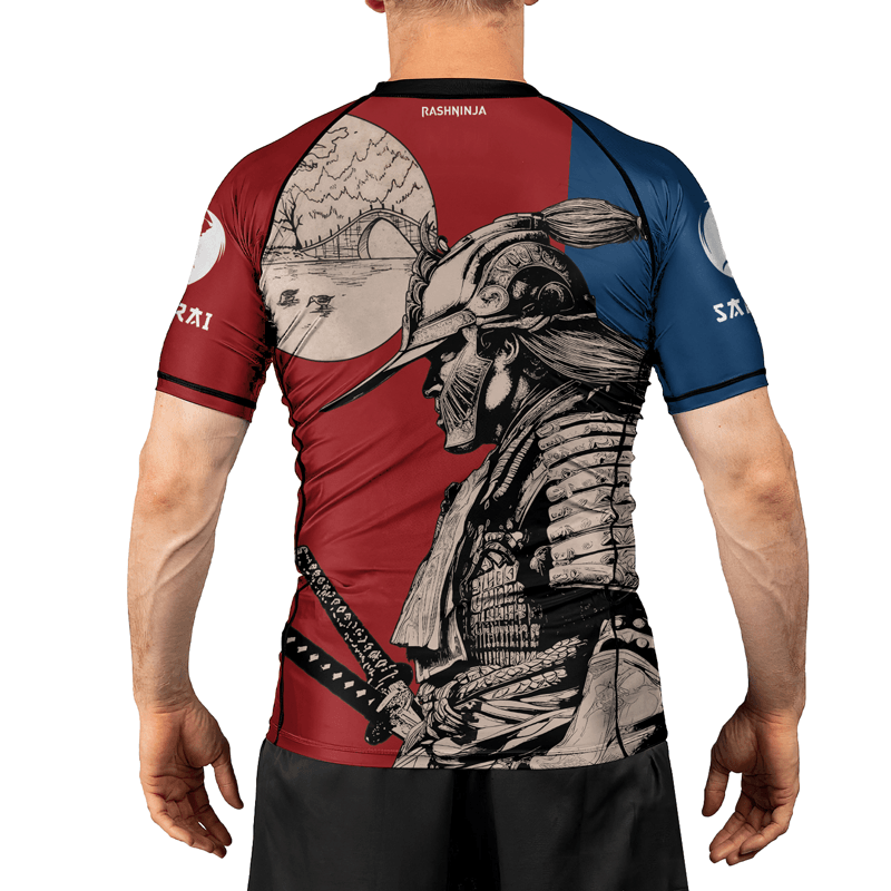 Rashninja Rising Sun Bridge Samurai Men's Short Sleeve Rash Guard - Rashninja LLC