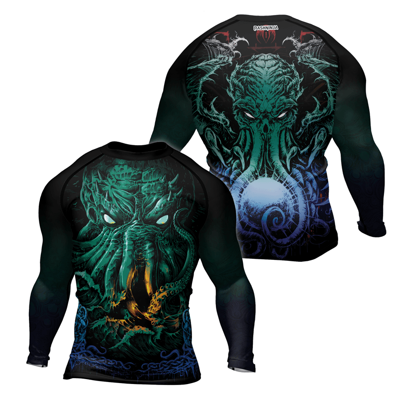 Rashninja Awaken the Great Old One Men's Long Sleeve Rash Guard - Rashninja LLC